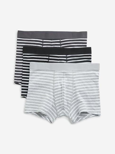 wes lounge by westside light grey cotton blend trunks - pack of 3