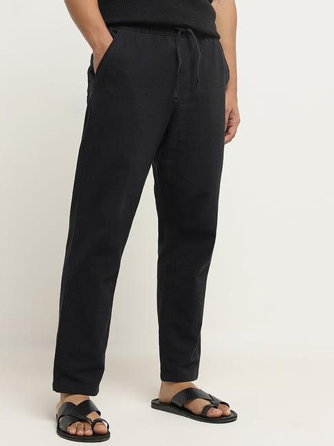 eta by westside black relaxed-fit mid-rise cotton blend chinos