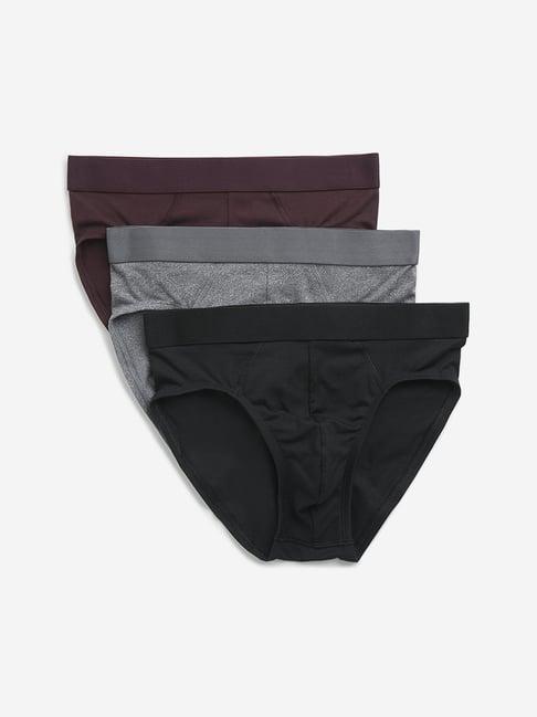 wes lounge by westside wine solid cotton blend briefs - pack of 3