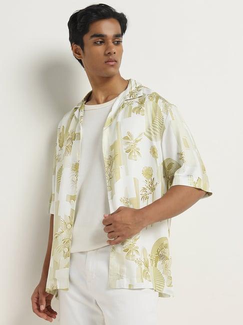 nuon by westside yellow printed relaxed-fit shirt