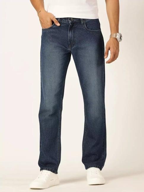 thomas scott mid blue loose fit lightly washed jeans