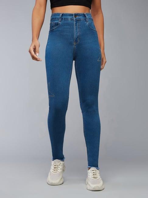 dolce crudo blue denim embellished high rise jeans