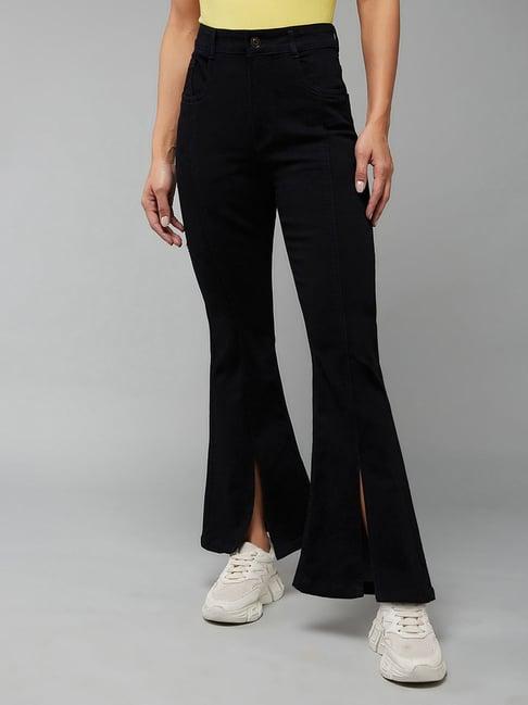 dolce crudo black denim regular fit high rise jeans