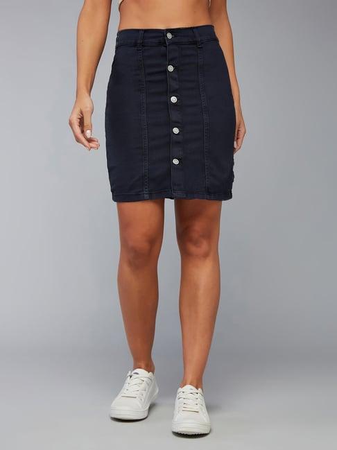 dolce crudo dark blue denim above knee skirt