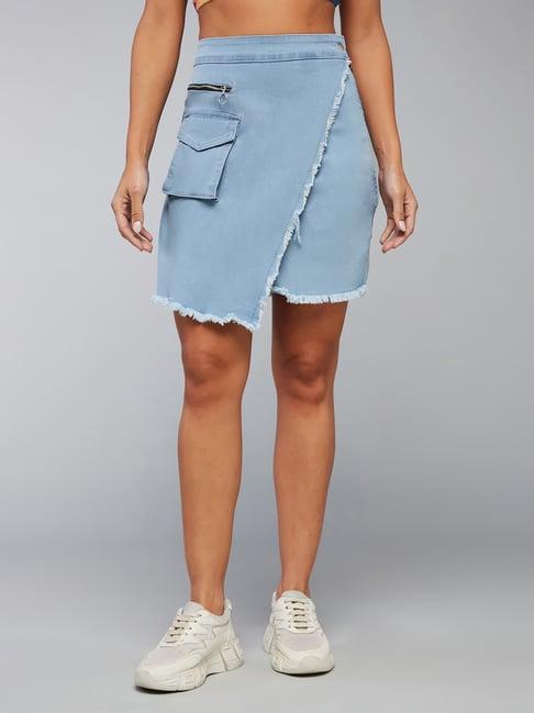 dolce crudo light blue denim above knee skirt