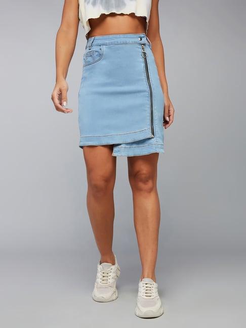 dolce crudo light blue denim above knee skirt