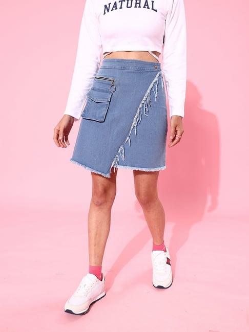 dolce crudo light blue denim above knee skirt