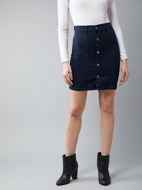 dolce crudo dark blue denim above knee skirt