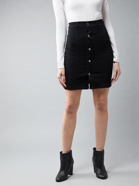 dolce crudo black denim above knee skirt