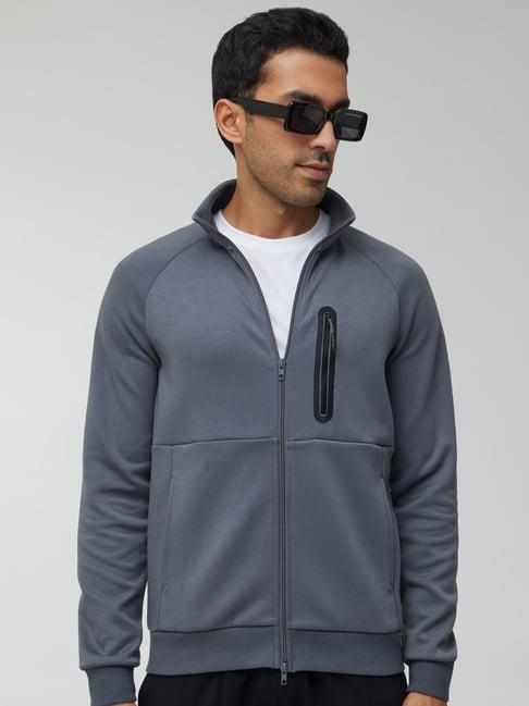 xyxx ash grey regular fit high neck sweatshirt