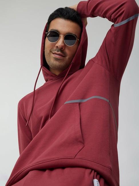 xyxx crimson red regular fit hooded sweatshirt