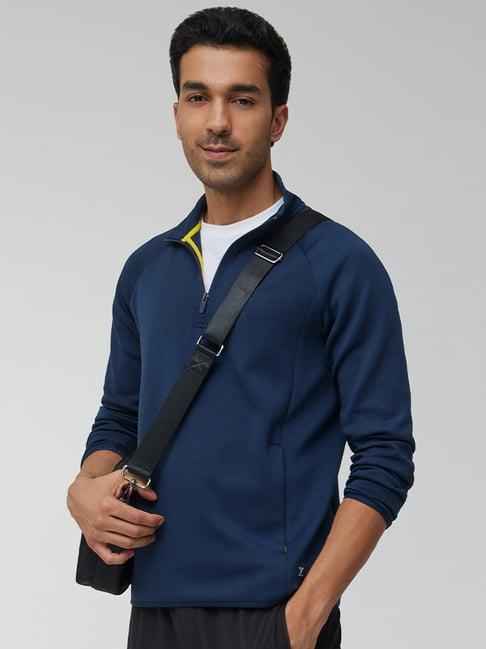 xyxx midnight blue regular fit high neck sweatshirt