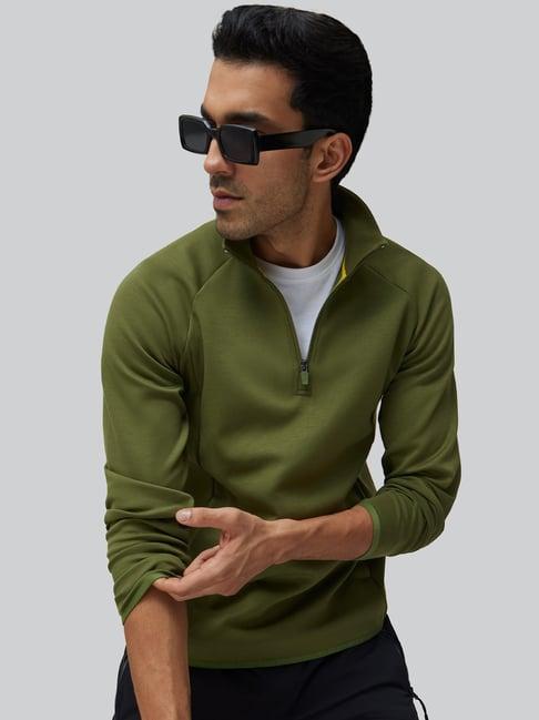 xyxx olive regular fit high neck sweatshirt