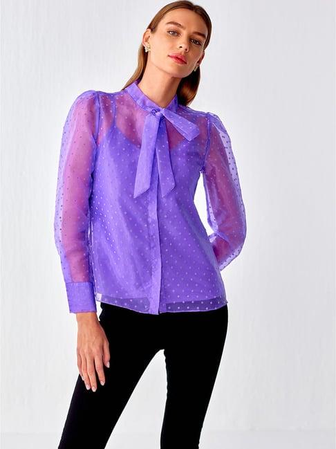 cover story purple printed shirt