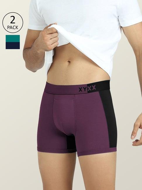 xyxx purple & green micro modal trunks - pack of 2