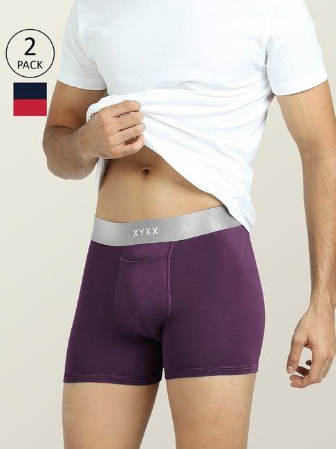 xyxx purple & blue micro modal trunks - pack of 2