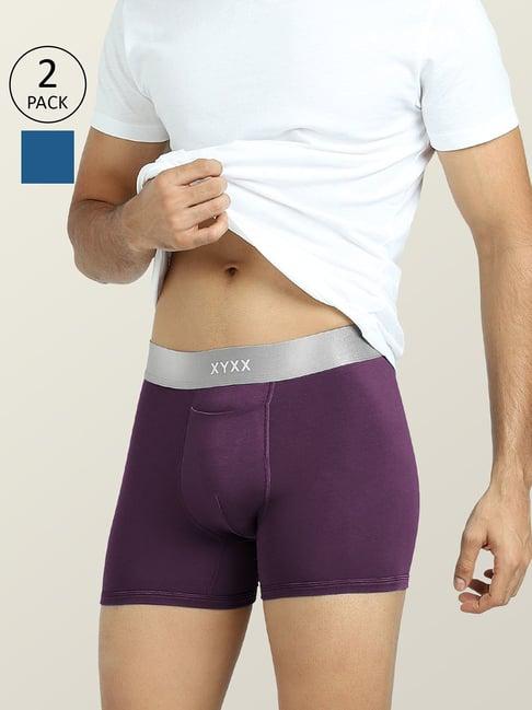 xyxx wine & blue micro modal trunks - pack of 2