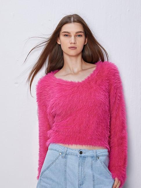 cover story pink regular fit sweater