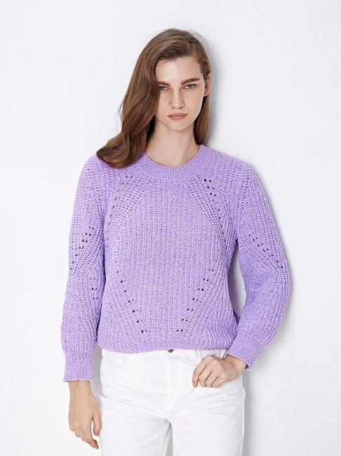 cover story lavender self design sweater