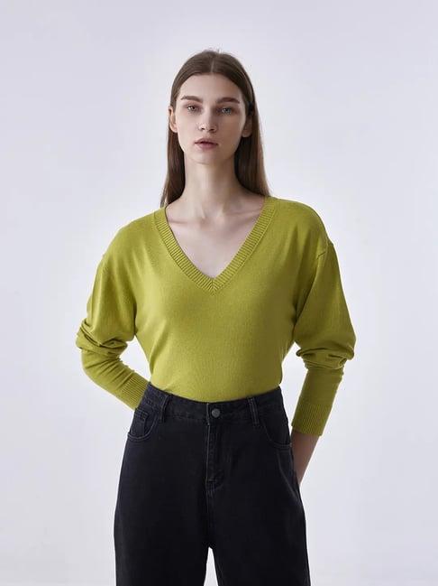 cover story lime regular fit sweater