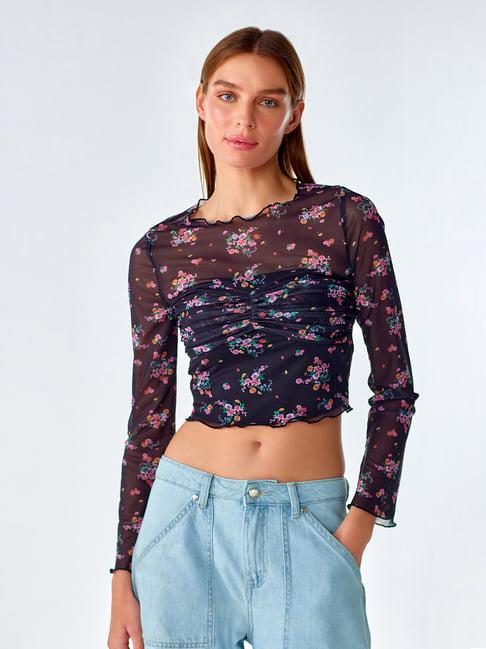 cover story black floral print crop top