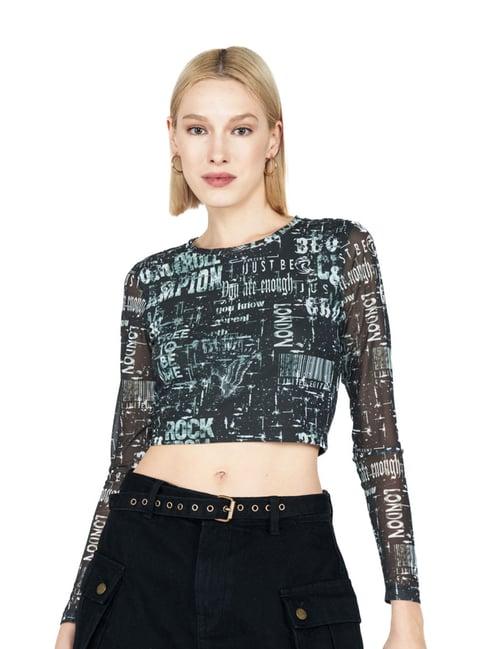 cover story green graphic print crop t-shirt