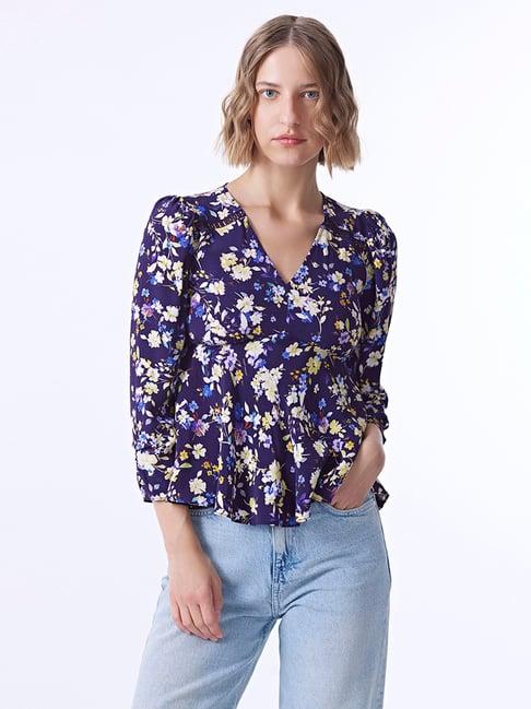 cover story purple floral print top