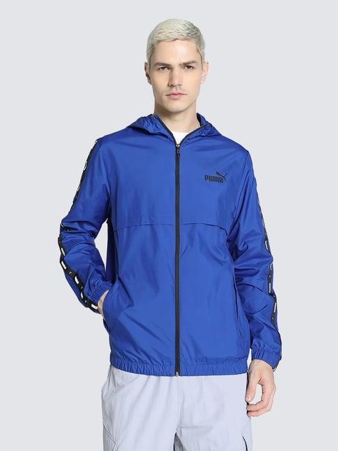 puma essentials cobalt glaze regular fit printed hooded jacket