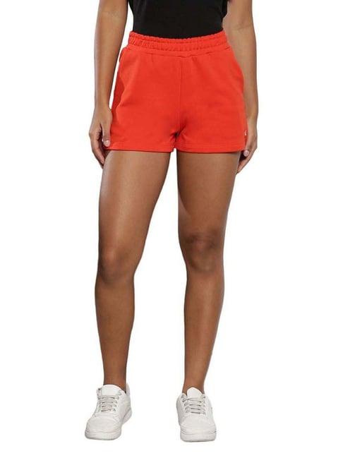 calvin klein fiery red cotton mid rise shorts