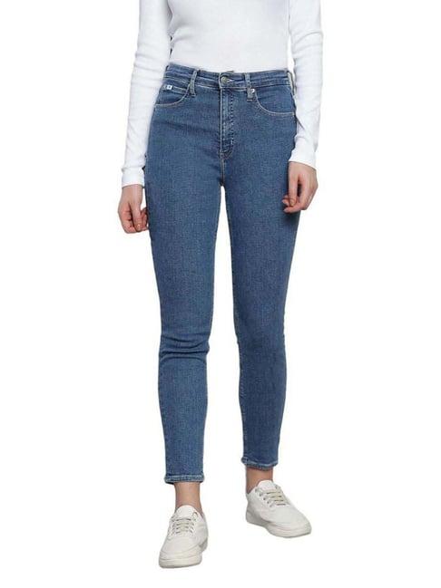 calvin klein sp24j 079 mid blue cotton mid rise jeans