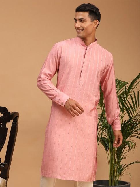 vastramay purple regular fit embellished kurta