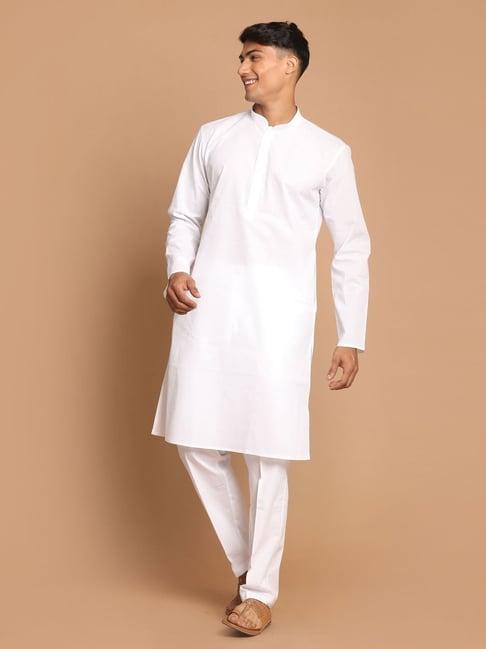 vastramay white regular fit kurta bottom set