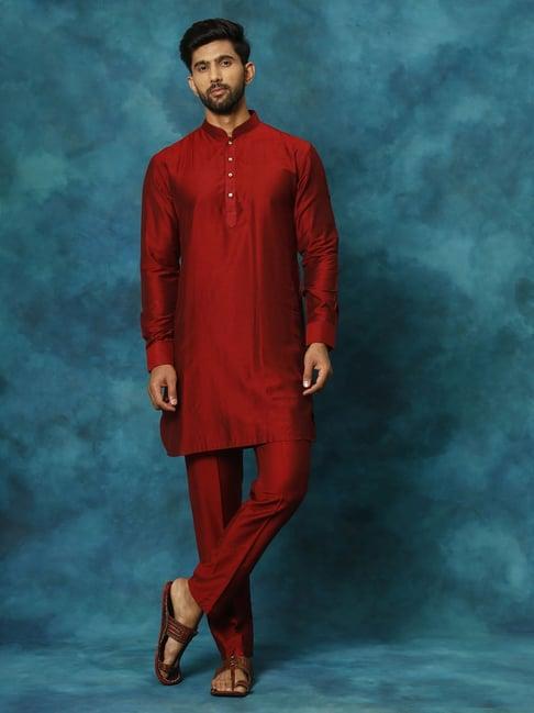 vastramay maroon regular fit kurta bottom set