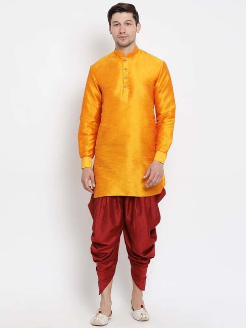 vastramay orange & maroon regular fit kurta bottom set