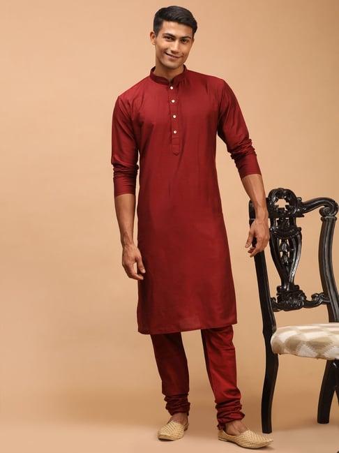 vastramay maroon regular fit kurta bottom set