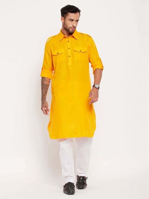 vastramay yellow regular fit kurta bottom set