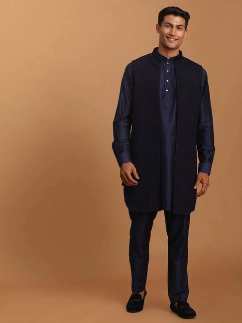 vastramay navy regular fit kurta bottom set