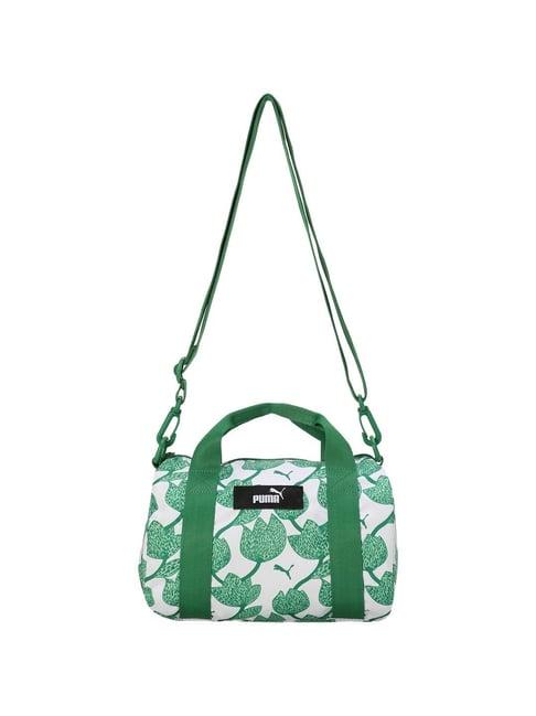 puma green & white floral sling handbag