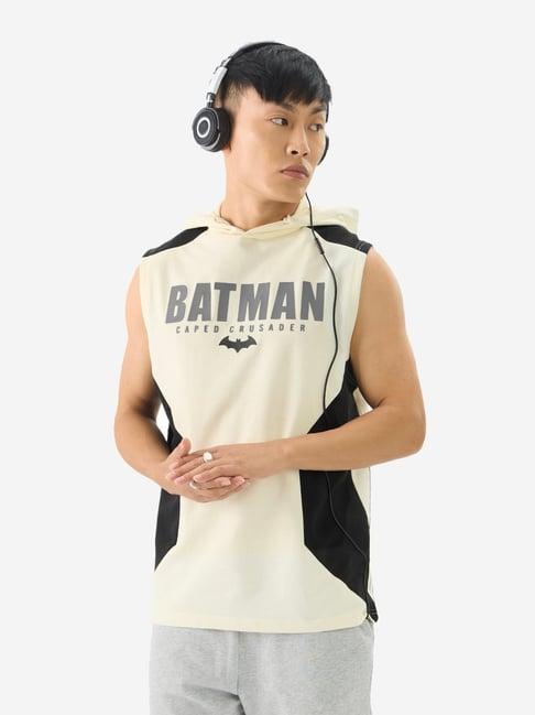 the souled store off white loose fit batman print hooded t-shirt