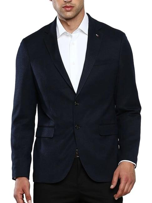 tommy hilfiger navy cotton regular fit blazer