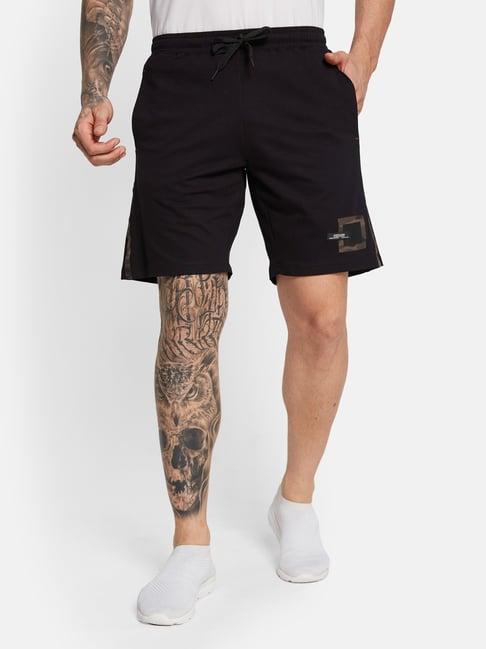 octave black cotton regular fit shorts