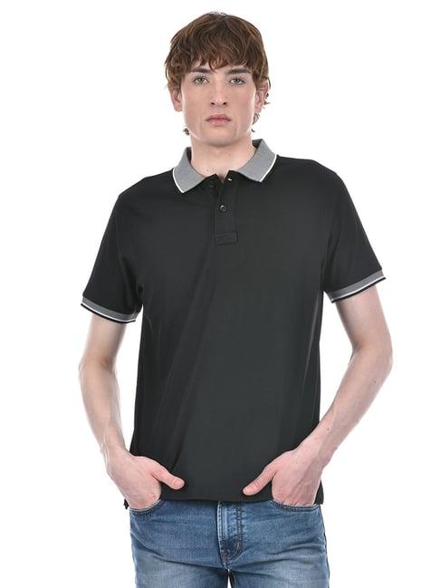 london fog black regular fit polo t-shirt