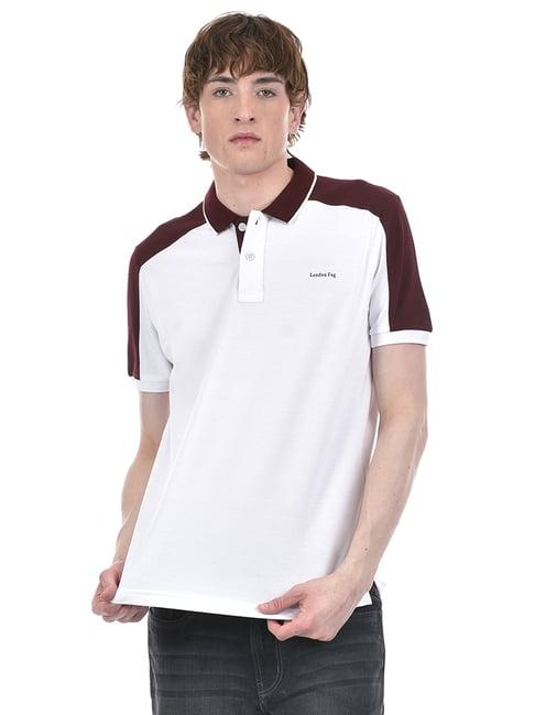 london fog white regular fit polo t-shirt