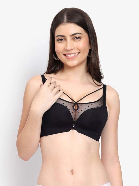 parkha black self pattern push-up bra