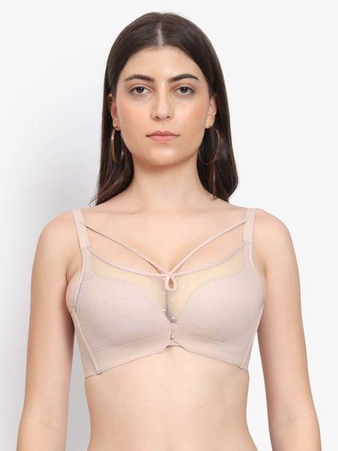 parkha pink self pattern push-up bra