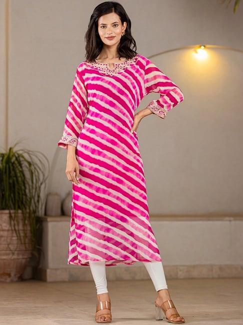 yufta pink printed straight kurta