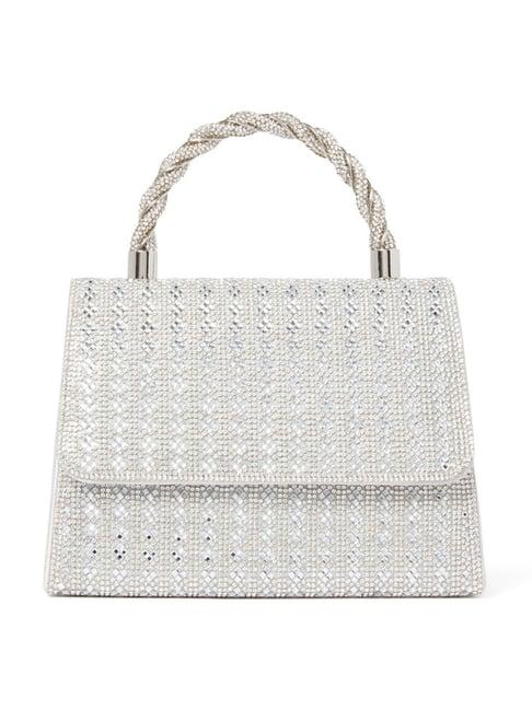 forever new silver shimmer small satchel handbag