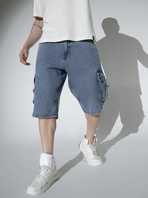 hubberholme blue loose fit cargo shorts