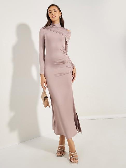 styli dusty pink regular fit midi dress