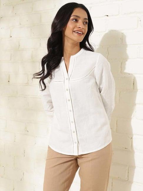 fabindia white plain shirt